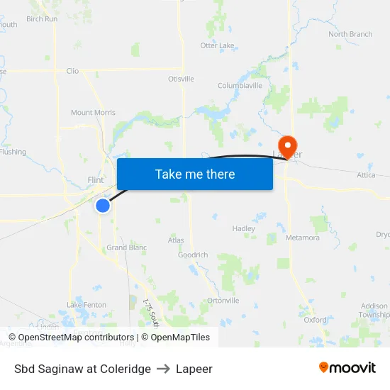 Sbd Saginaw at Coleridge to Lapeer map