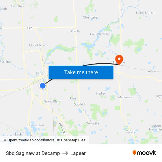 Sbd Saginaw at Decamp to Lapeer map