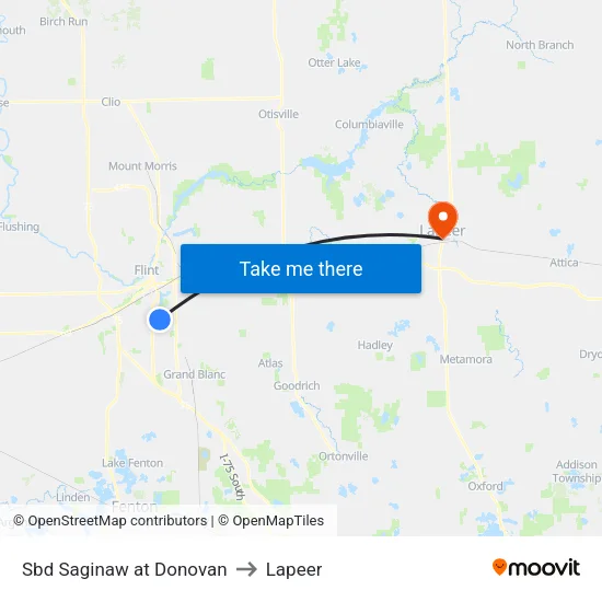 Sbd Saginaw at Donovan to Lapeer map