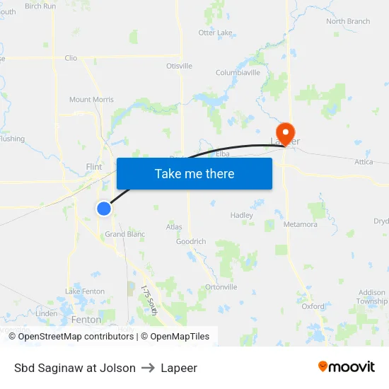 Sbd Saginaw at Jolson to Lapeer map