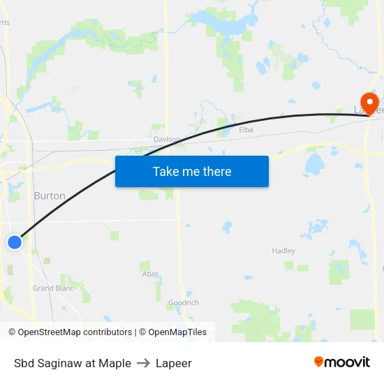 Sbd Saginaw at Maple to Lapeer map