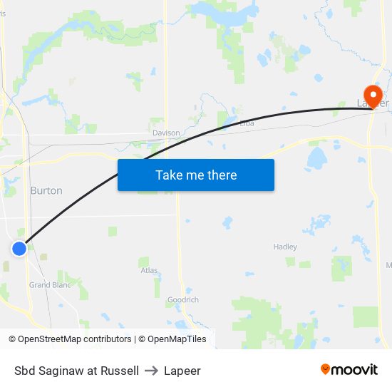 Sbd Saginaw at Russell to Lapeer map