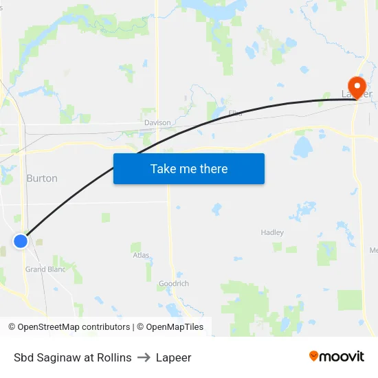 Sbd Saginaw at Rollins to Lapeer map