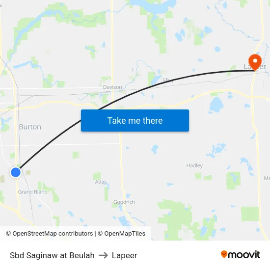 Sbd Saginaw at Beulah to Lapeer map