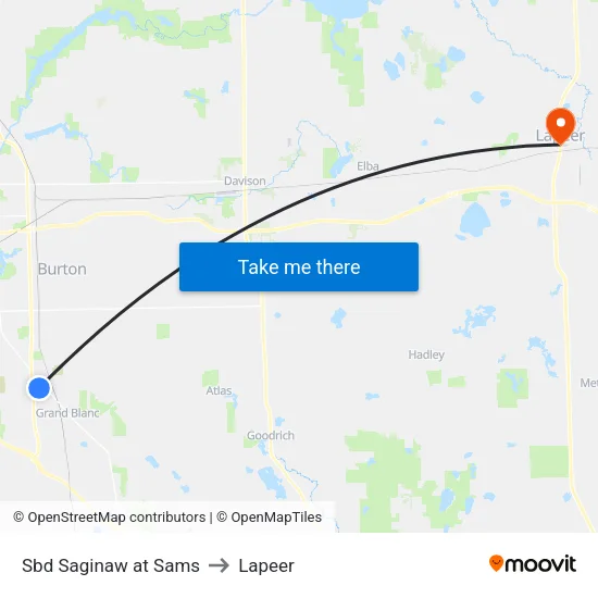 Sbd Saginaw at Sams to Lapeer map