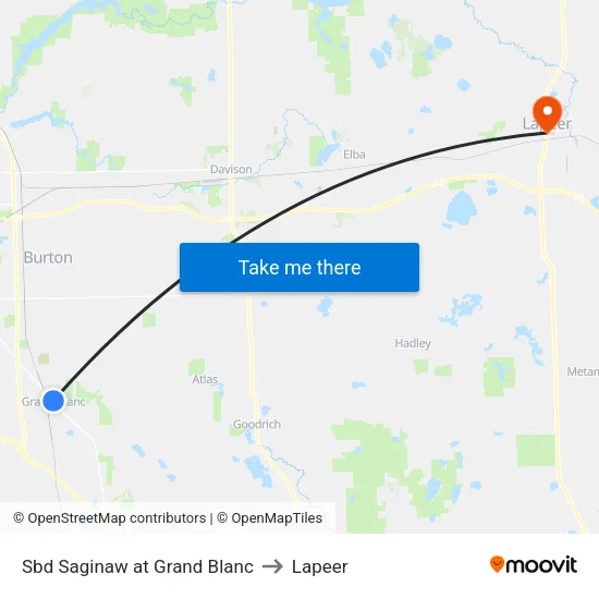 Sbd Saginaw at Grand Blanc to Lapeer map