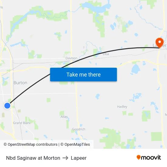 Nbd Saginaw at Morton to Lapeer map