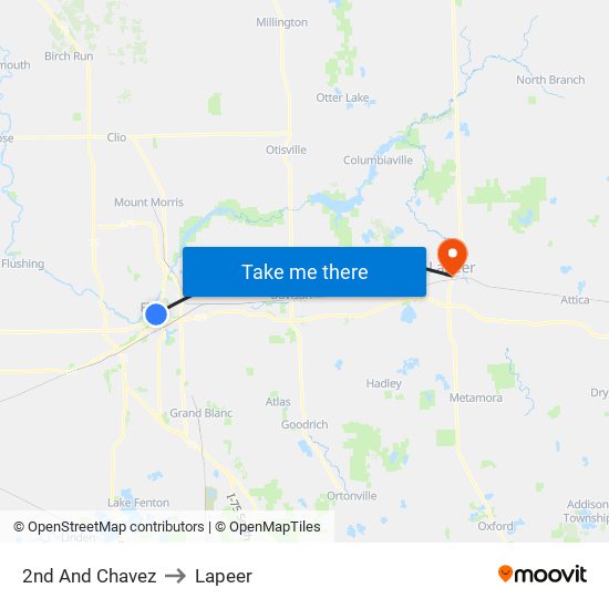 2nd And Chavez to Lapeer map