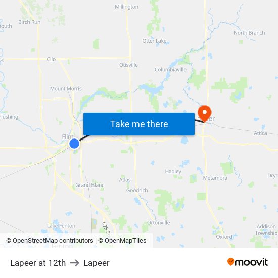 Lapeer at 12th to Lapeer map
