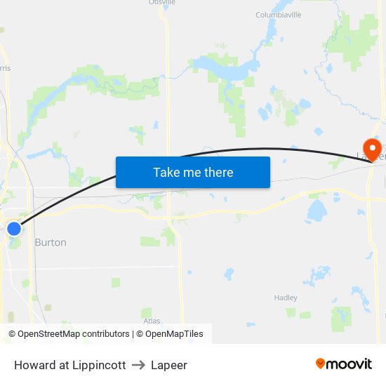 Howard at Lippincott to Lapeer map