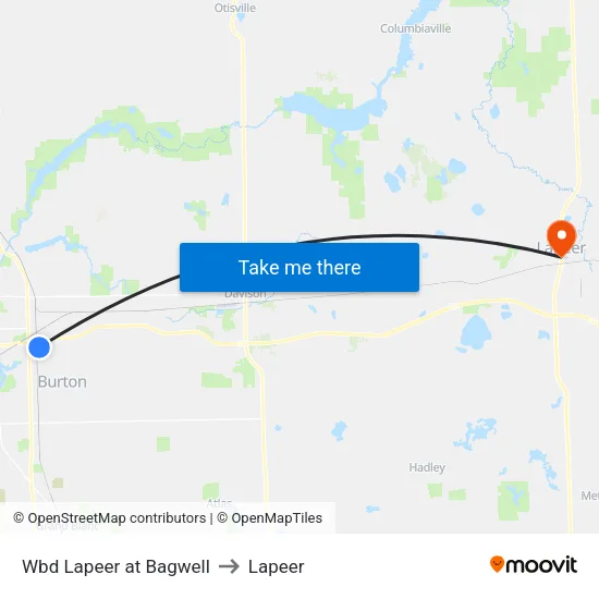 Wbd Lapeer at Bagwell to Lapeer map