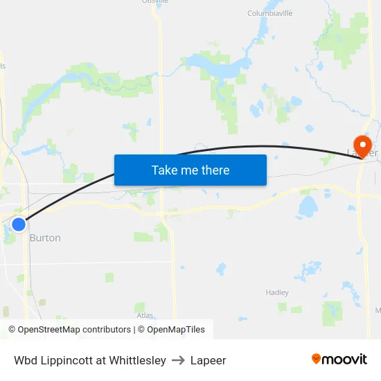 Wbd Lippincott at Whittlesley to Lapeer map