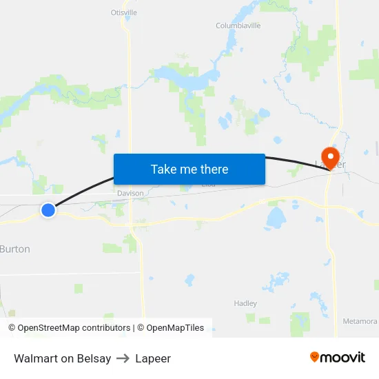 Walmart on Belsay to Lapeer map