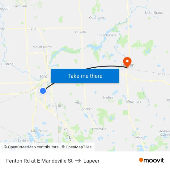 Fenton Rd at E Mandeville St to Lapeer map