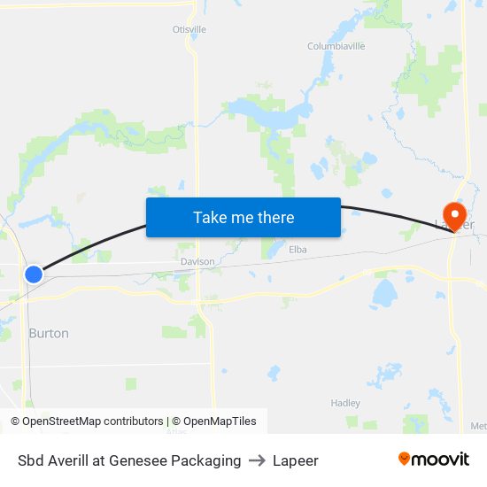 Sbd Averill at Genesee Packaging to Lapeer map