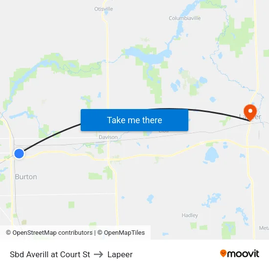Sbd Averill at Court St to Lapeer map