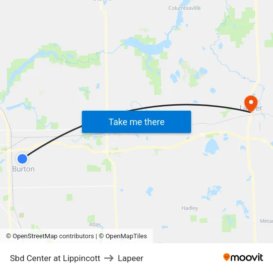 Sbd Center at Lippincott to Lapeer map