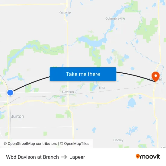 Wbd Davison at Branch to Lapeer map
