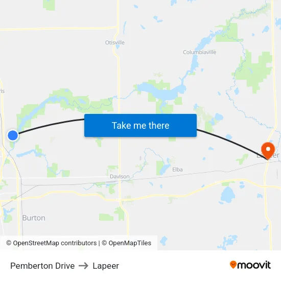 Pemberton Drive to Lapeer map