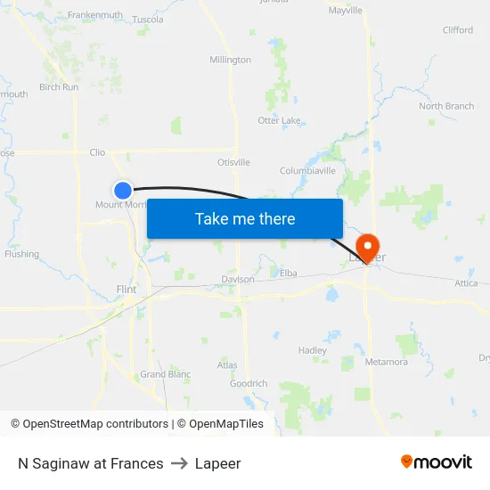 N Saginaw at Frances to Lapeer map