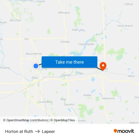 Horton at Ruth to Lapeer map