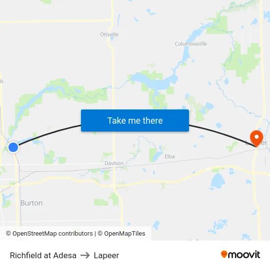 Richfield at Adesa to Lapeer map