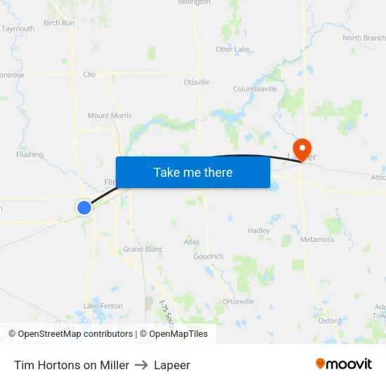 Tim Hortons on Miller to Lapeer map