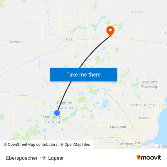 Eberspaecher to Lapeer map