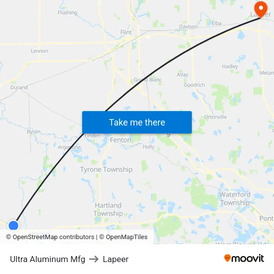 Ultra Aluminum Mfg to Lapeer map