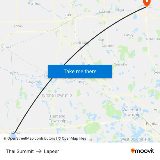 Thai Summit to Lapeer map