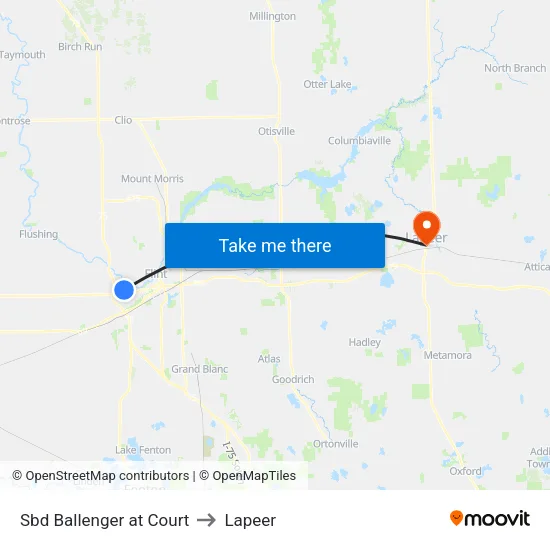 Sbd Ballenger at Court to Lapeer map