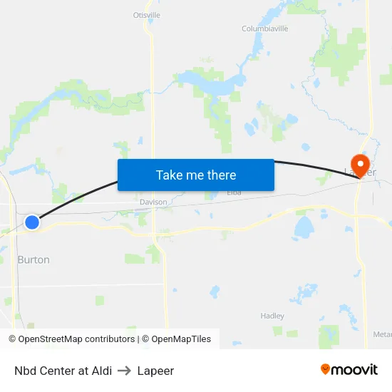 Nbd Center at Aldi to Lapeer map