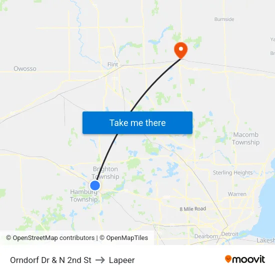 Orndorf Dr & N 2nd St to Lapeer map