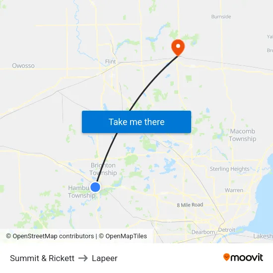 Summit & Rickett to Lapeer map