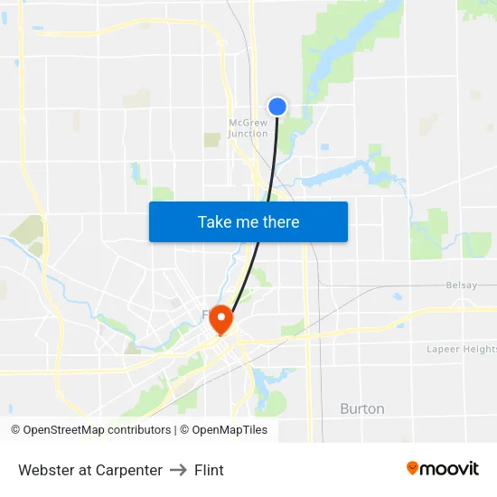 Webster at Carpenter to Flint map