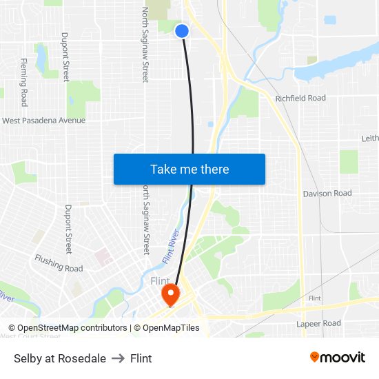 Selby at Rosedale to Flint map