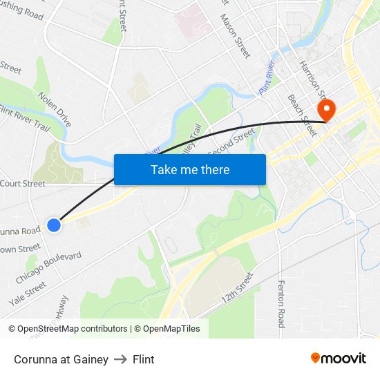 Corunna at Gainey to Flint map