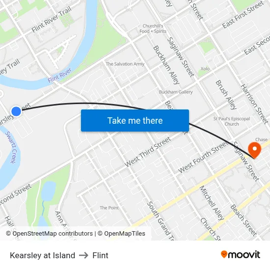Kearsley at Island to Flint map