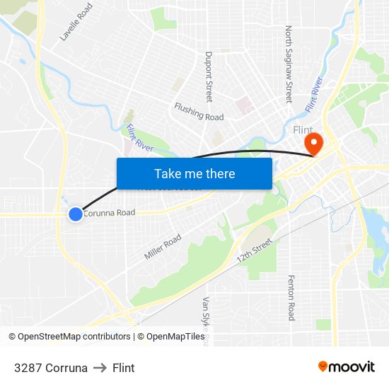 3287 Corruna to Flint map