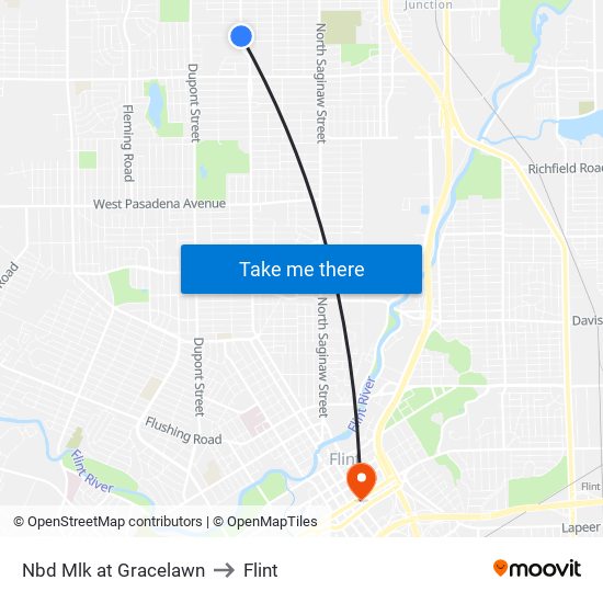 Nbd Mlk at Gracelawn to Flint map