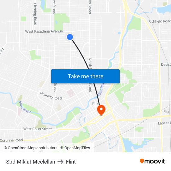 Sbd Mlk at Mcclellan to Flint map
