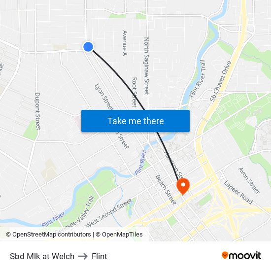 Sbd Mlk at Welch to Flint map