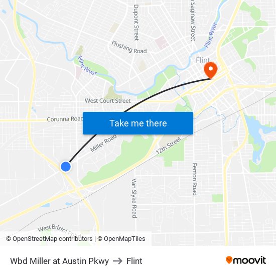Wbd Miller at Austin Pkwy to Flint map