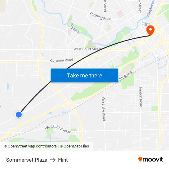 Sommerset Plaza to Flint map