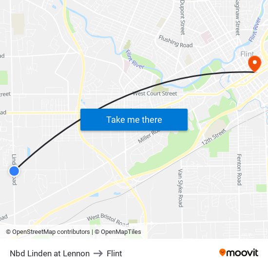 Nbd Linden at Lennon to Flint map