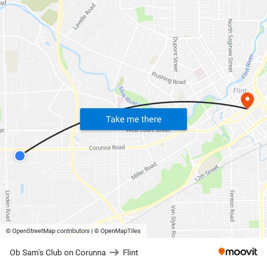 Ob Sam's Club on Corunna to Flint map