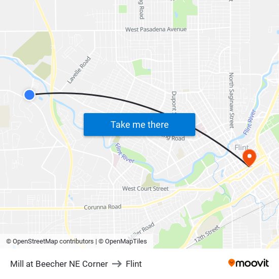 Mill at Beecher NE Corner to Flint map