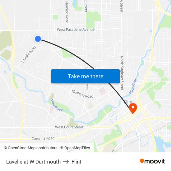 Lavelle at W Dartmouth to Flint map