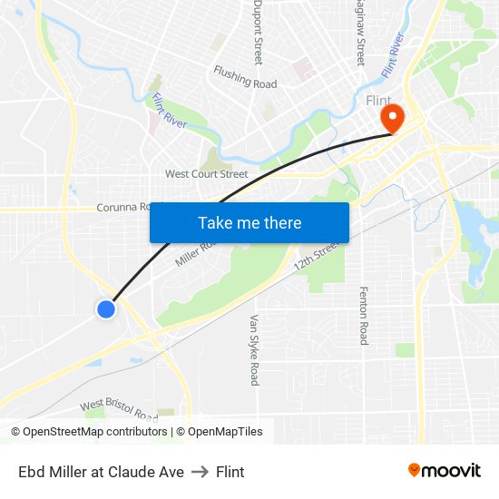 Ebd Miller at Claude Ave to Flint map