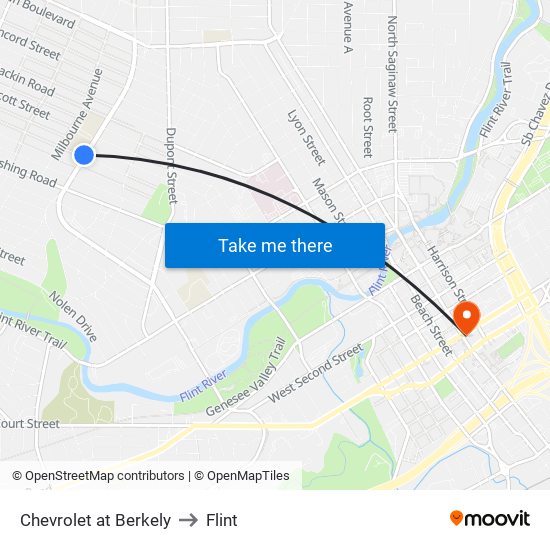 Chevrolet at Berkely to Flint map